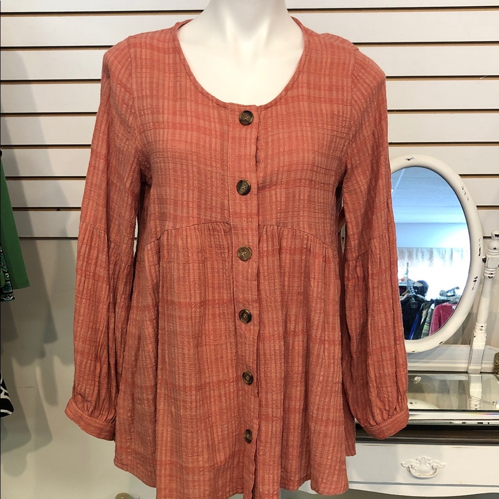 Easel Terracotta Button-Down Shirt